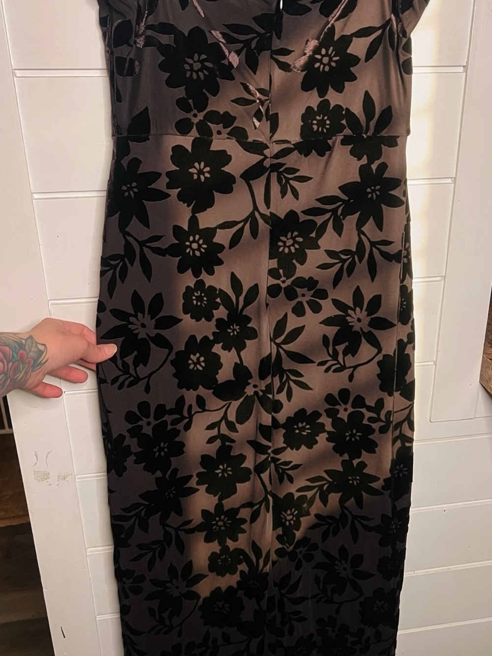 Vintage 90s Taylor Floral Burnout Velvet Slip Dress Mauve Black Whimsigoth 🖤🥀
